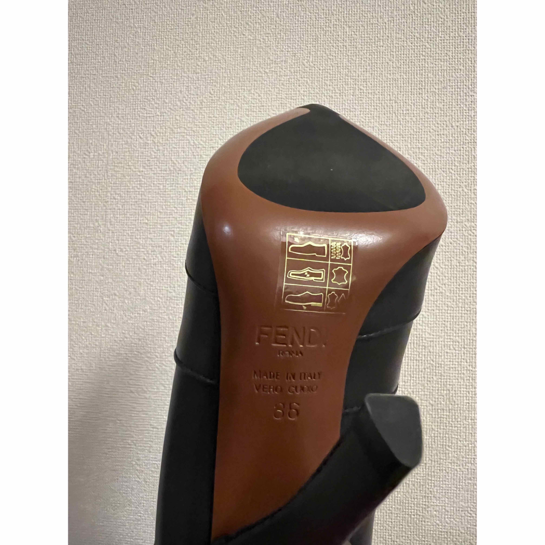 【新品未使用】フェンディ ニット×レザー 36 ブラウン レディース ブーツ 6