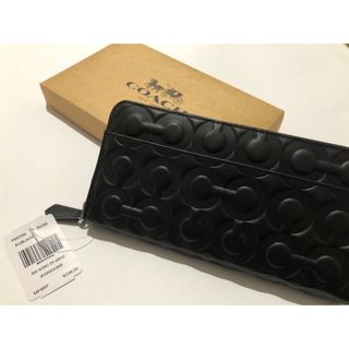 コーチ(COACH)の新品　coach コーチ　長財布　ブラックシグネチャー　F60735(長財布)