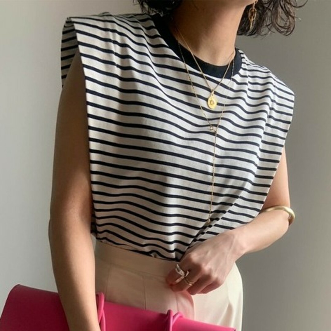 Ameri VINTAGE - OVER SHOULDER BORDER TOPの通販 by HK's shop