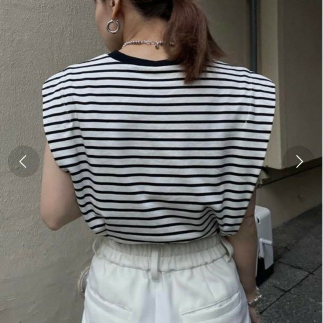 Ameri VINTAGE(アメリヴィンテージ)のOVER SHOULDER BORDER TOP レディースのトップス(Tシャツ(半袖/袖なし))の商品写真