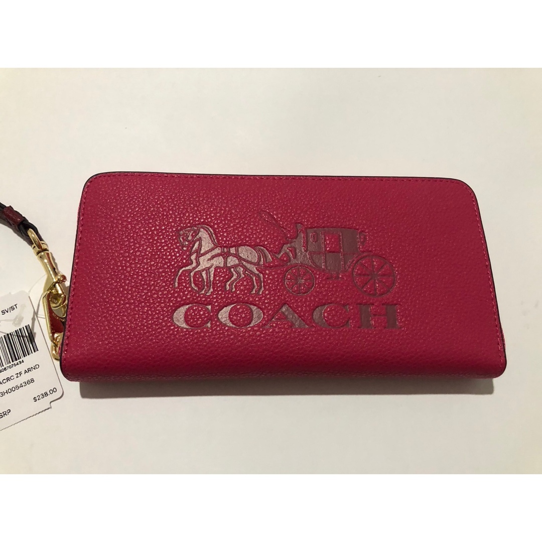 C5899 正規品-新品未使用 COACH コーチ 長財布 ピンクファスナー開閉