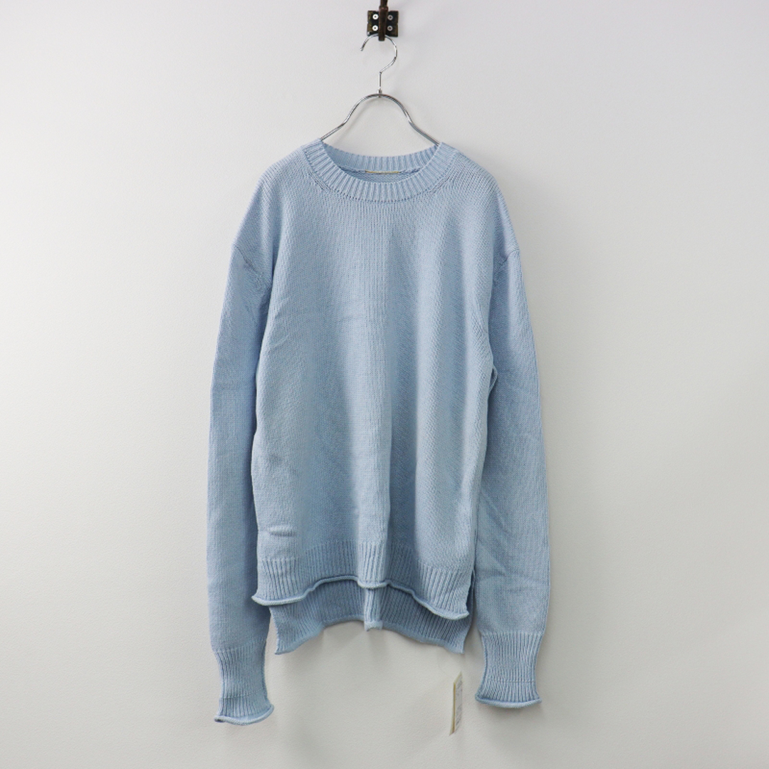 美品 Deuxieme Classe ドゥーズィエムクラス loose sleeve プルオーバー/サックスブルー コットンカシミヤ  スリット【2400013463416】