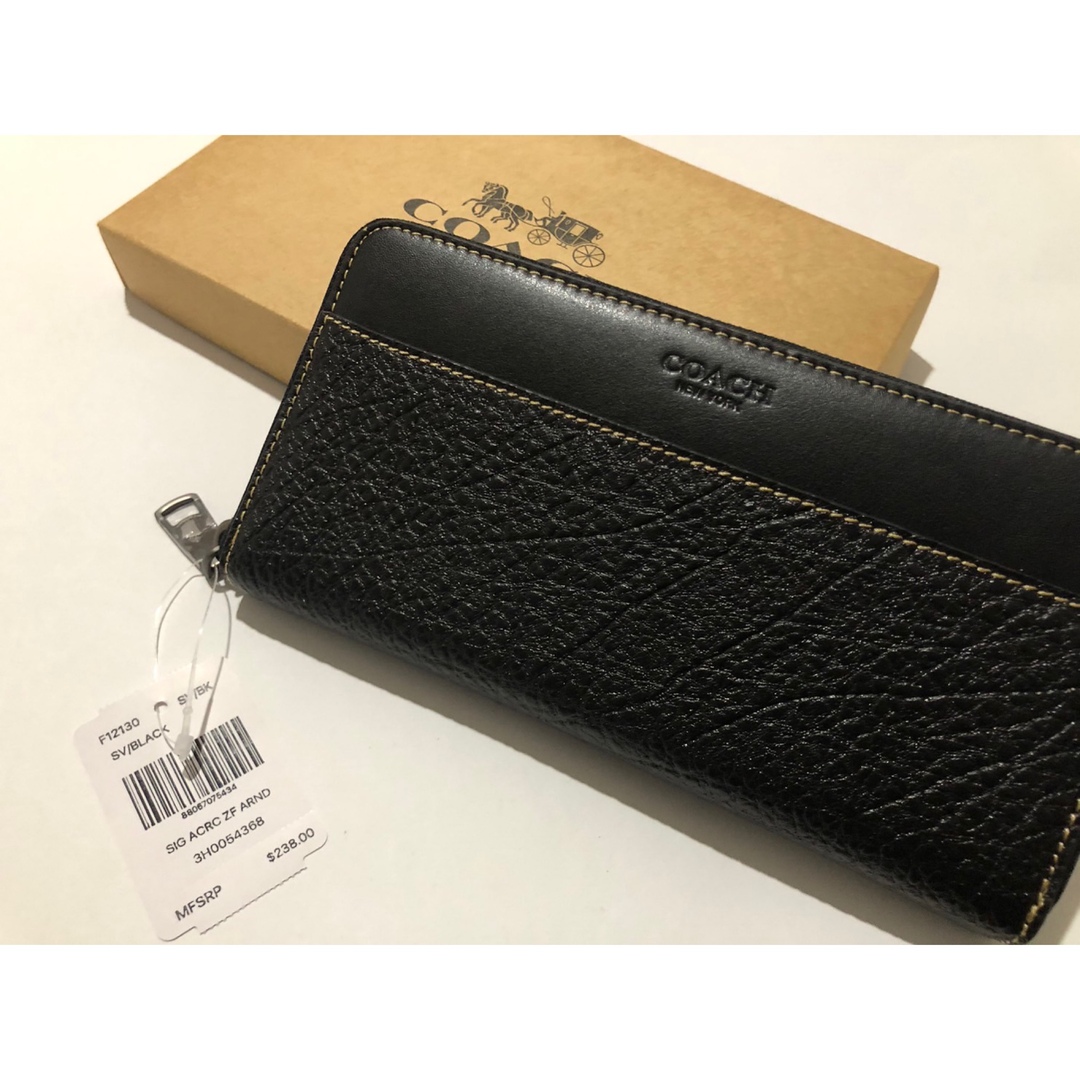 メンズ新品　coach コーチ　長財布　ブラック　F12130