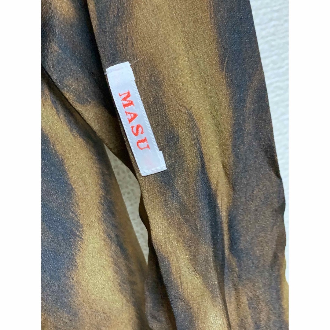 21AW MASU FUR PRINT SILK SCARF BROWN