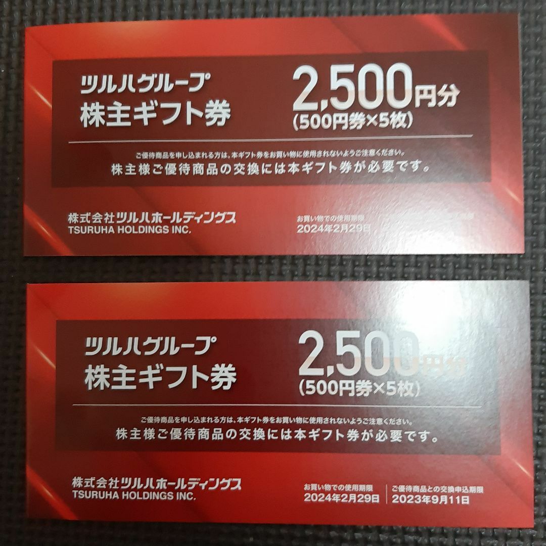 ツルハ　株主優待カードx2 + ギフト券5000円分