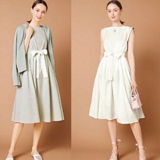 フォクシー(FOXEY) ひざ丈ワンピース(レディース)(ストライプ)の通販