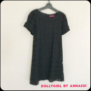 ドーリーガールバイアナスイ(DOLLY GIRL BY ANNA SUI)のDOLLYGIRL BY ANNASUI♡黒刺繍ワンピ(ミニワンピース)