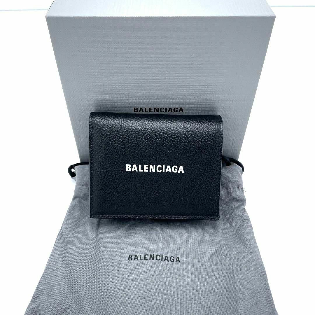 美品バレンシアガ ロゴ 折り財布 コンパクトウォレット メンズ