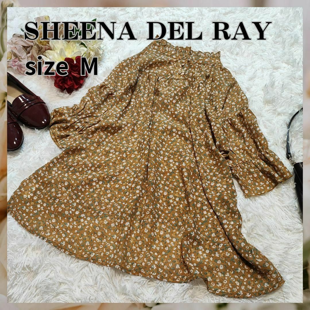 SHEENA DEL RAY【M】トップス　シャツ　ブラウス　長袖　透け感　花柄