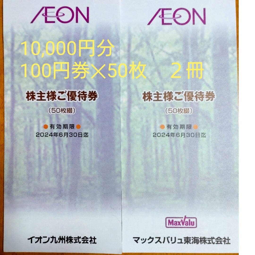 マックスバリュ東海株主優待券10,000円分(100円×50枚✕2冊)