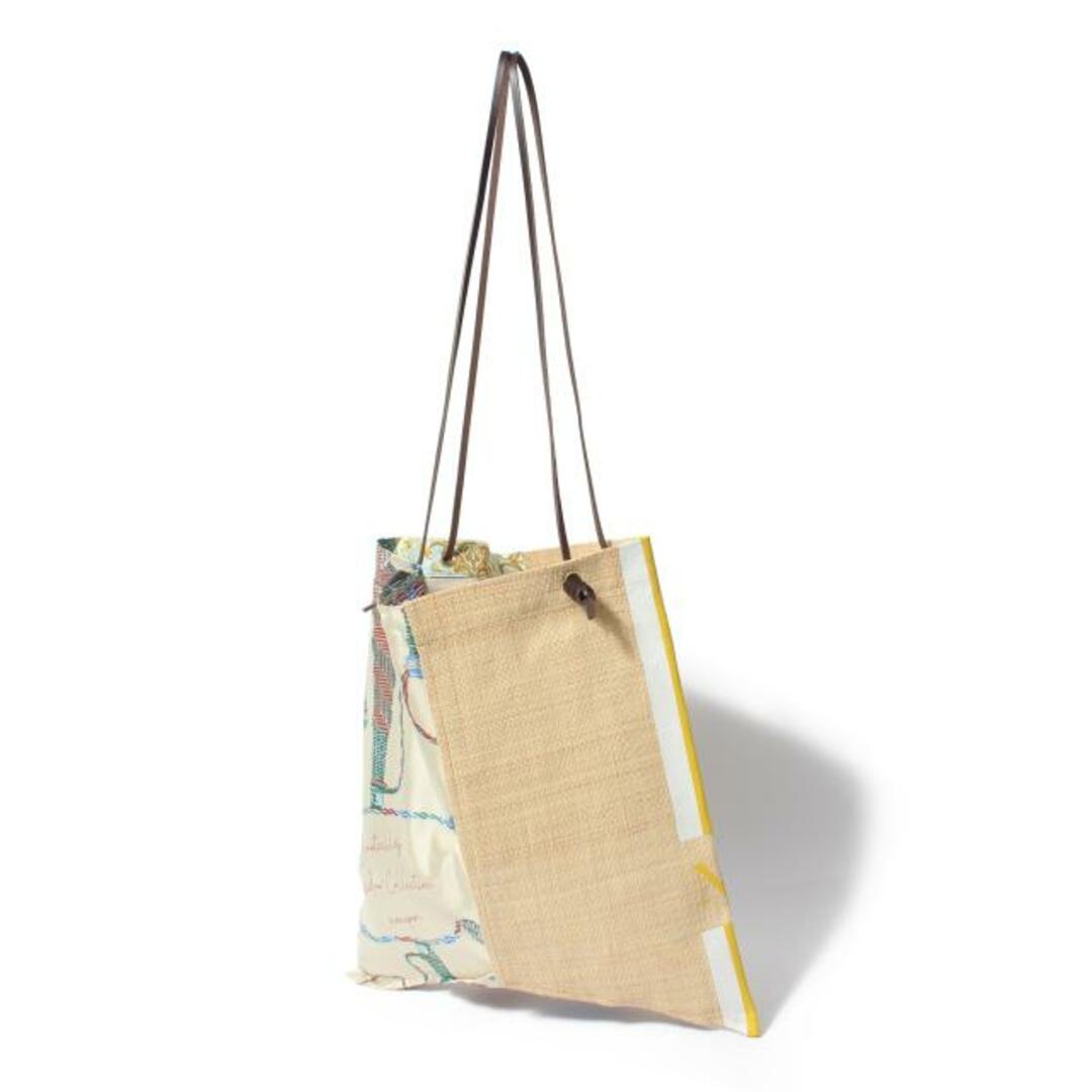 【新品未使用】 マニプリ MANIPURI バッグ PRINT TOTE L RAFFIA×WICKERBOTTLE ポリエステル コットン レザー 天然草木(ラフィア) グレー 111252108 【GREY】