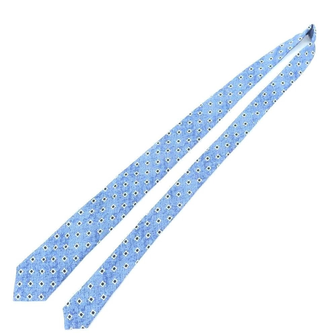 【新品】ジエレ GIERRE 小紋 プリント 3つ折り シルク ネクタイ トープxブルー【メンズ】