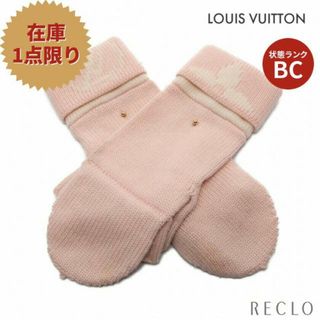 ルイヴィトン(LOUIS VUITTON)のゴン モーニングラム モノグラム 手袋 グローブ ウール ライトピンク オフホワイト 2WAY(手袋)