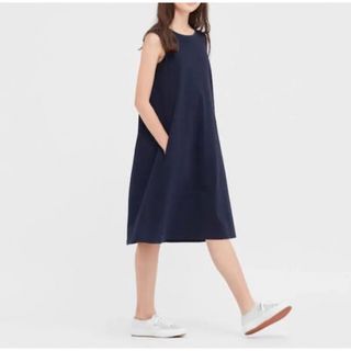 ユニクロ(UNIQLO)の新品　UNIQLO ユニクロ　スムースコットンワンピース　140cm(ワンピース)