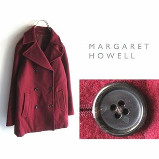 マーガレットハウエル(MARGARET HOWELL)のマーガレットハウエル カシミヤ混 ウールメルトンPコート 2 バーガンディ(ピーコート)