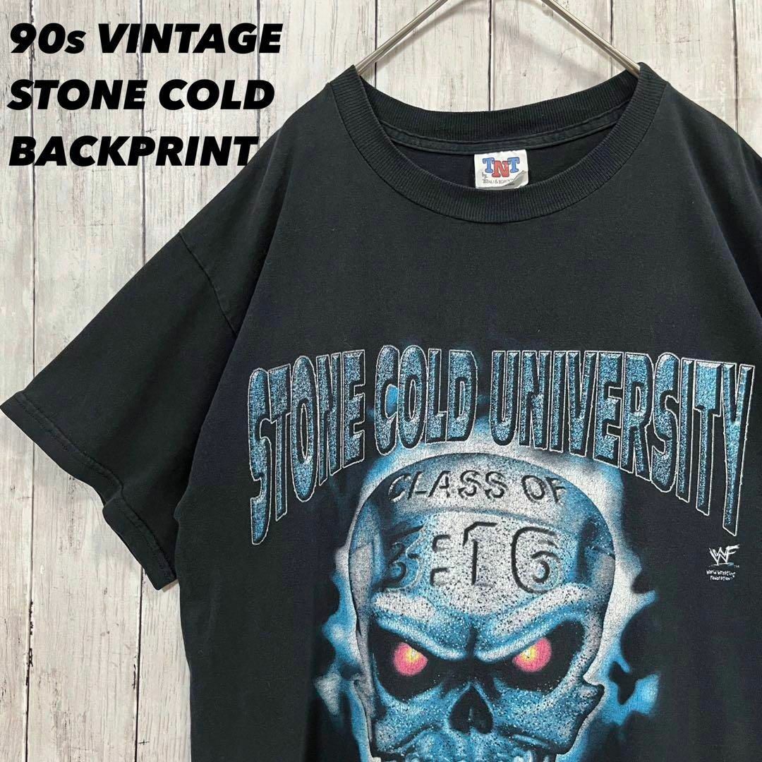 Tシャツ/カットソー(半袖/袖なし)90sヴィンテージWWF スティーブオースチンストーンコールドバックプリント