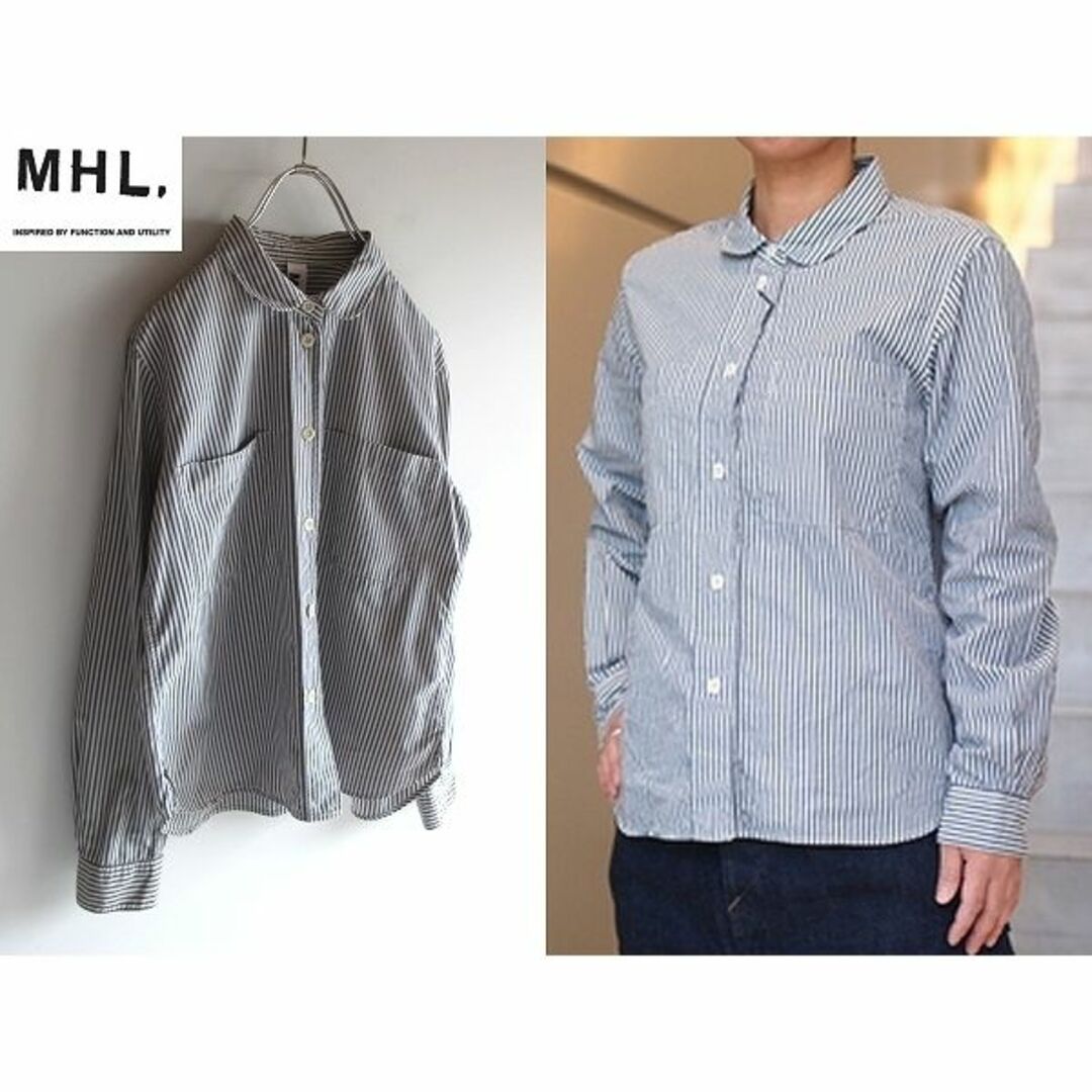 MHL.(エムエイチエル)のMHL. BASIC STRIPE 丸襟シャツ 0 マーガレットハウエル レディースのトップス(シャツ/ブラウス(長袖/七分))の商品写真