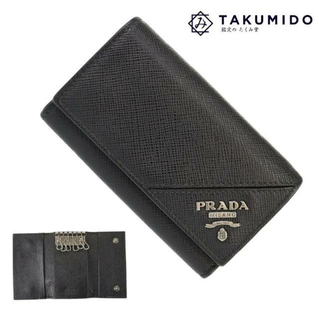 【極美品　比較的綺麗】PRADA プラダ　6連キーケース　サフィアーノ　ブラック