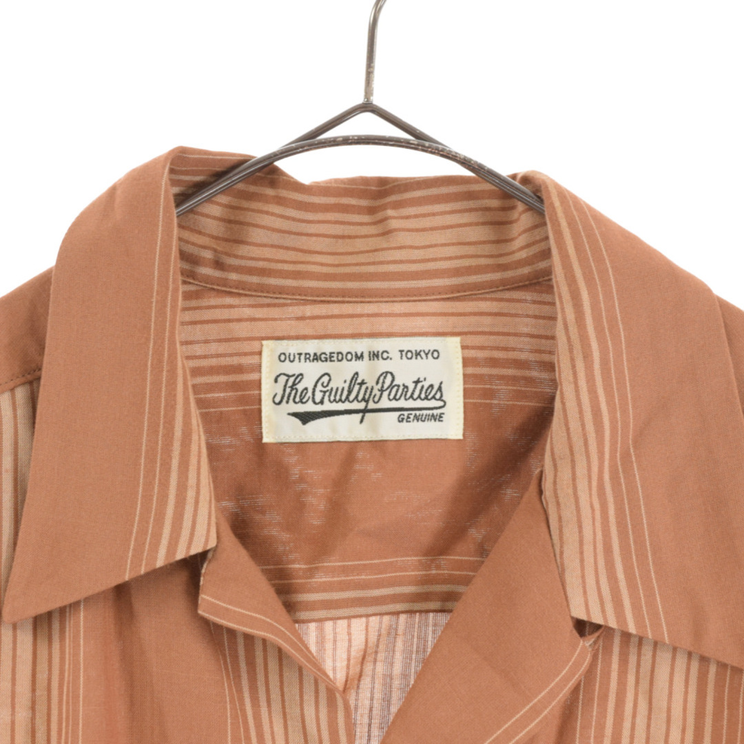 WACKO MARIA ワコマリア 22AW STRIPED OPEN COLLAR SHIRT L/S ストライプ オープンカラー レーヨン長袖シャツ ブラウン 22FW-WMS-OC01