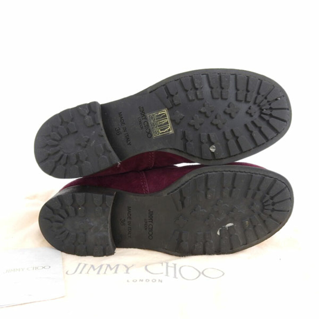 ジミーチュウ JIMMY CHOO スエード エンジニアブーツ ワインレッド ゴールド金具 size36 Y01602 6