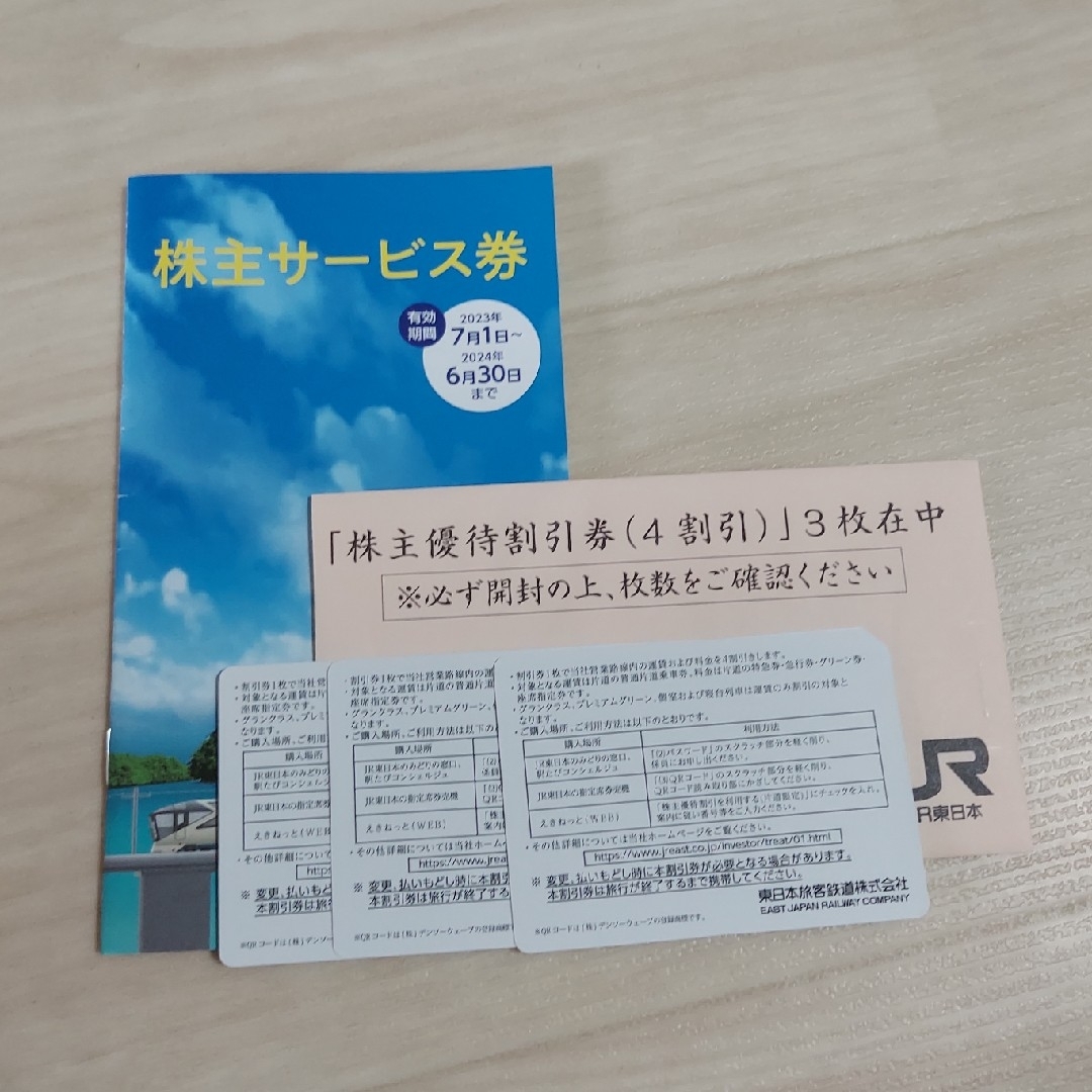 JR東日本　株主優待割引券3枚+株主サービス券