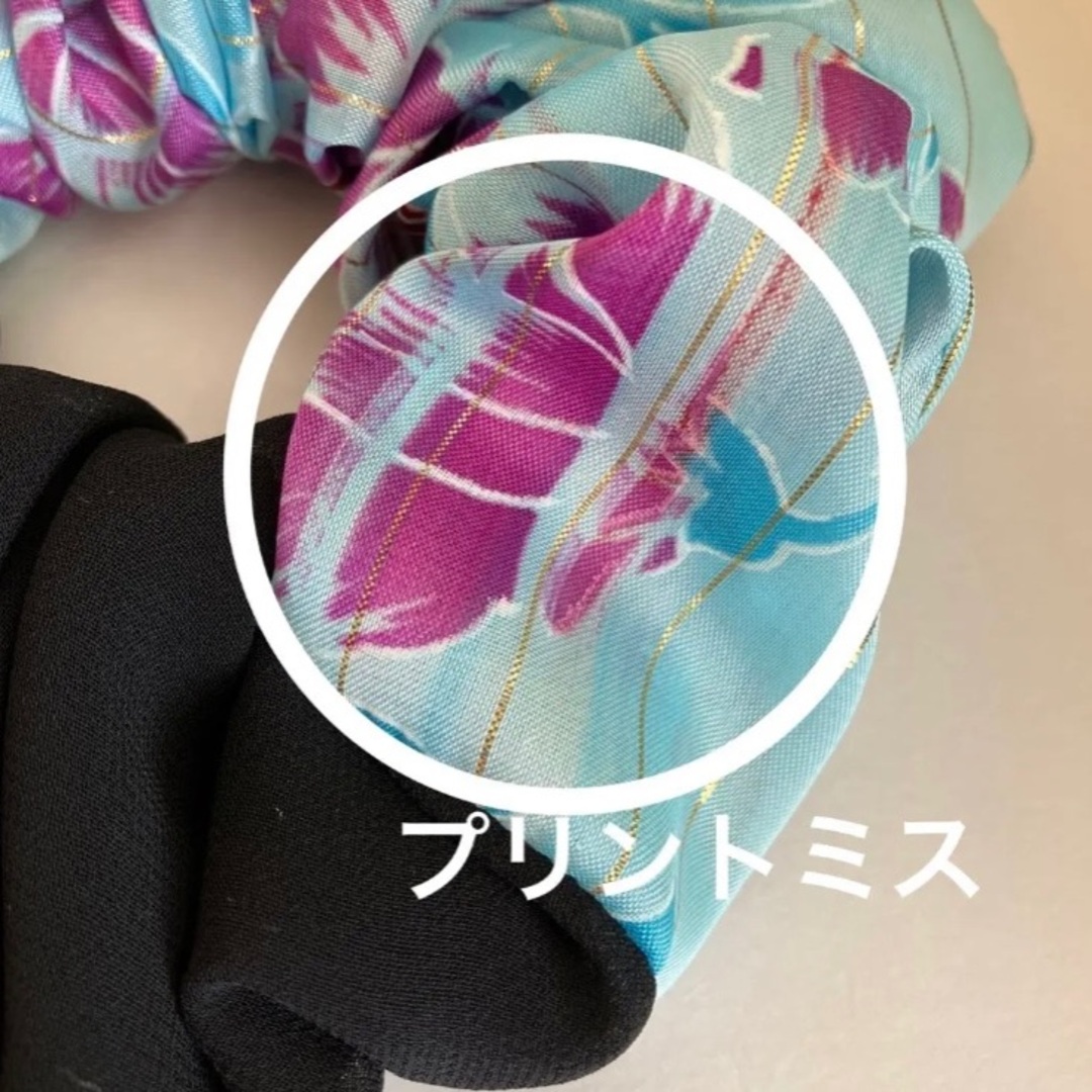 シュシュ☆ブルー花柄×黒の通販 by さなりな's shop|ラクマ