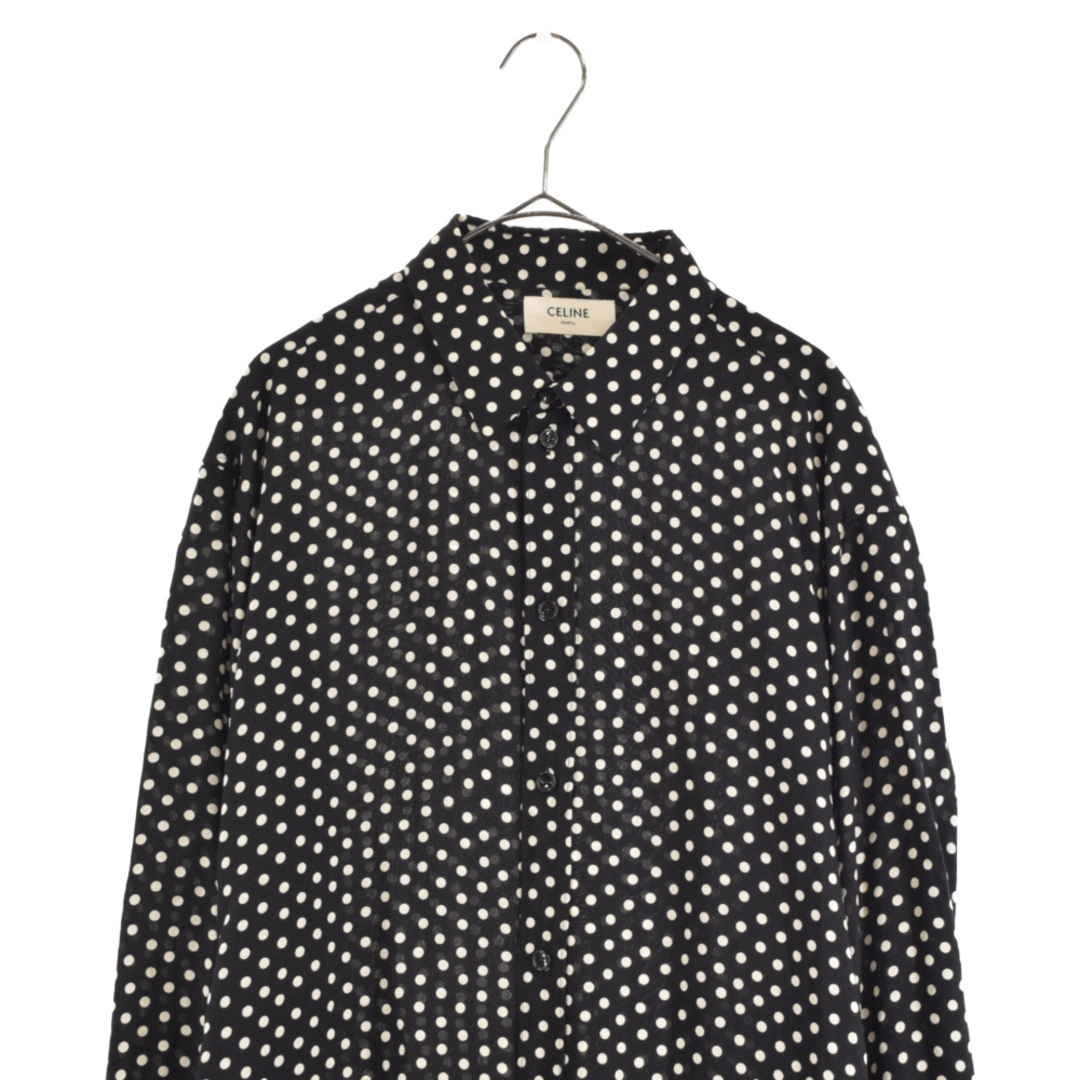 CELINE セリーヌ CLASSIC SHIRT IN DOT PRINTED VISCOSE ポルカドット クラシック ビスコース長袖シャツ 2C154625F ブラック