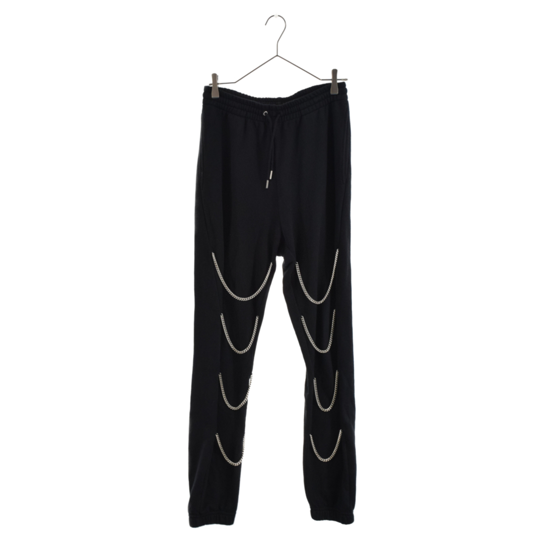 CELINE セリーヌ 21AW CHAINS TRACK PANTS IN COTTON FLEECE コットンフリース チェーン ジョガーパンツ スウェットパンツ 2Z108052H ブラック28センチ股上