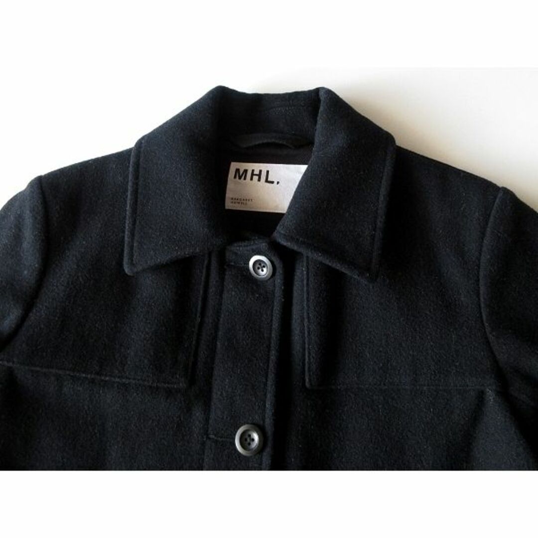 MHL.  BASIC WOOL MELTON コート　ステンカラーコート　黒