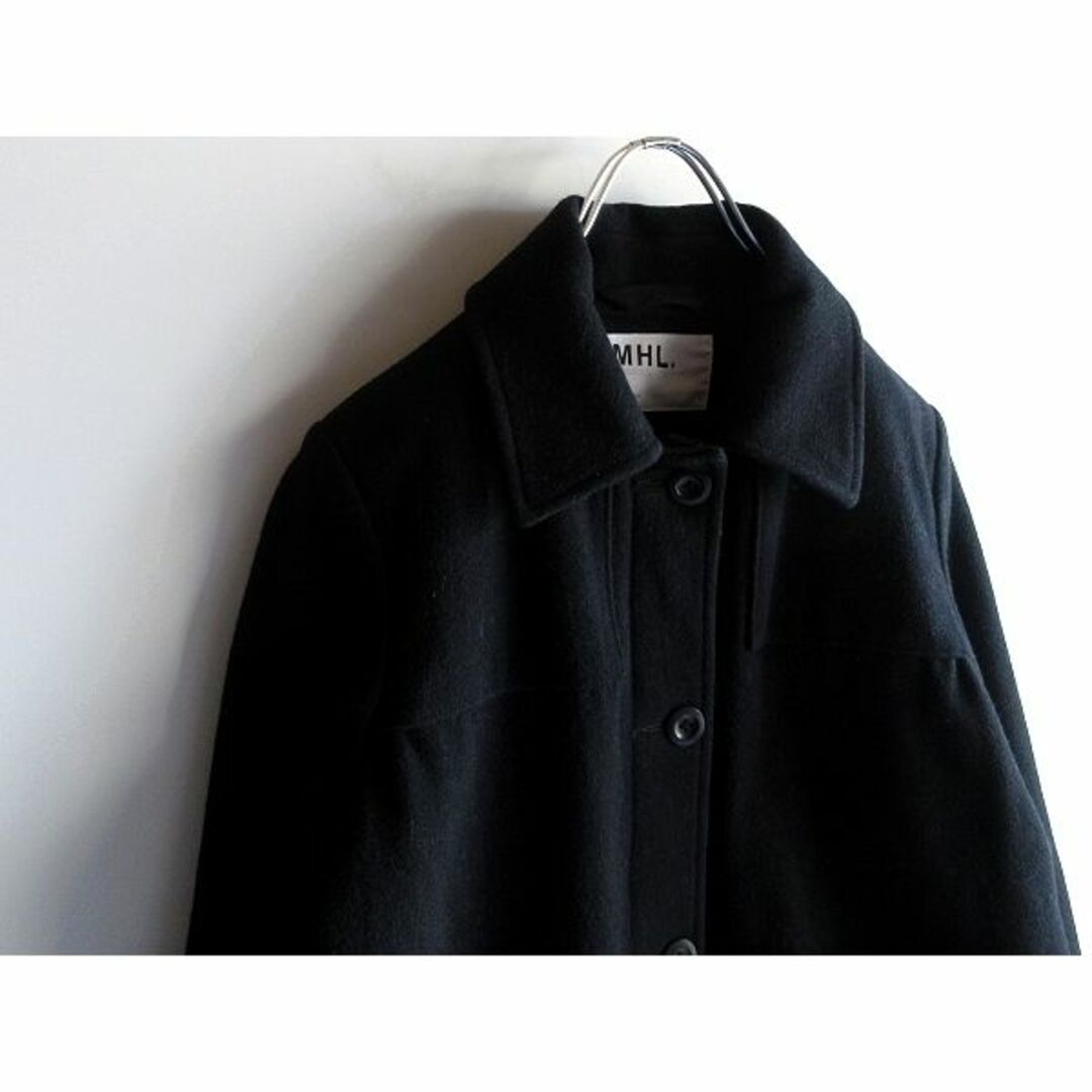 MHL.  BASIC WOOL MELTON コート　ステンカラーコート　黒