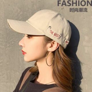 ◆新品♡ベージュ♡刺繍シンプル♡キャップ♡メンズ・レディース◆帽子(キャップ)