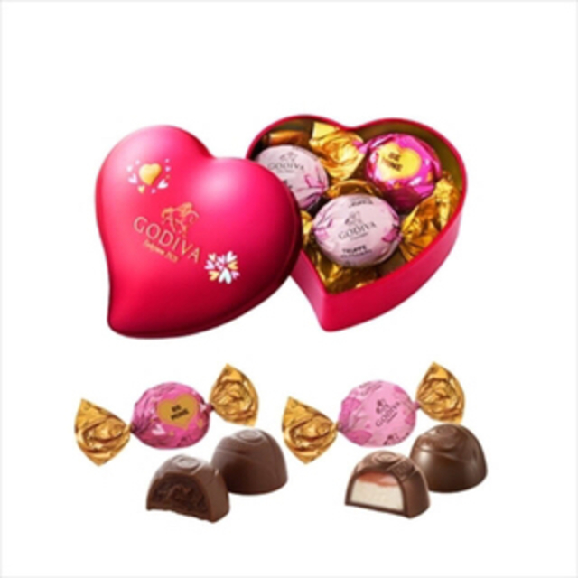 GODIVA-ゴディバ☆ラッピングチョコレート ミニハート缶 5粒 食品/飲料/酒の食品(菓子/デザート)の商品写真