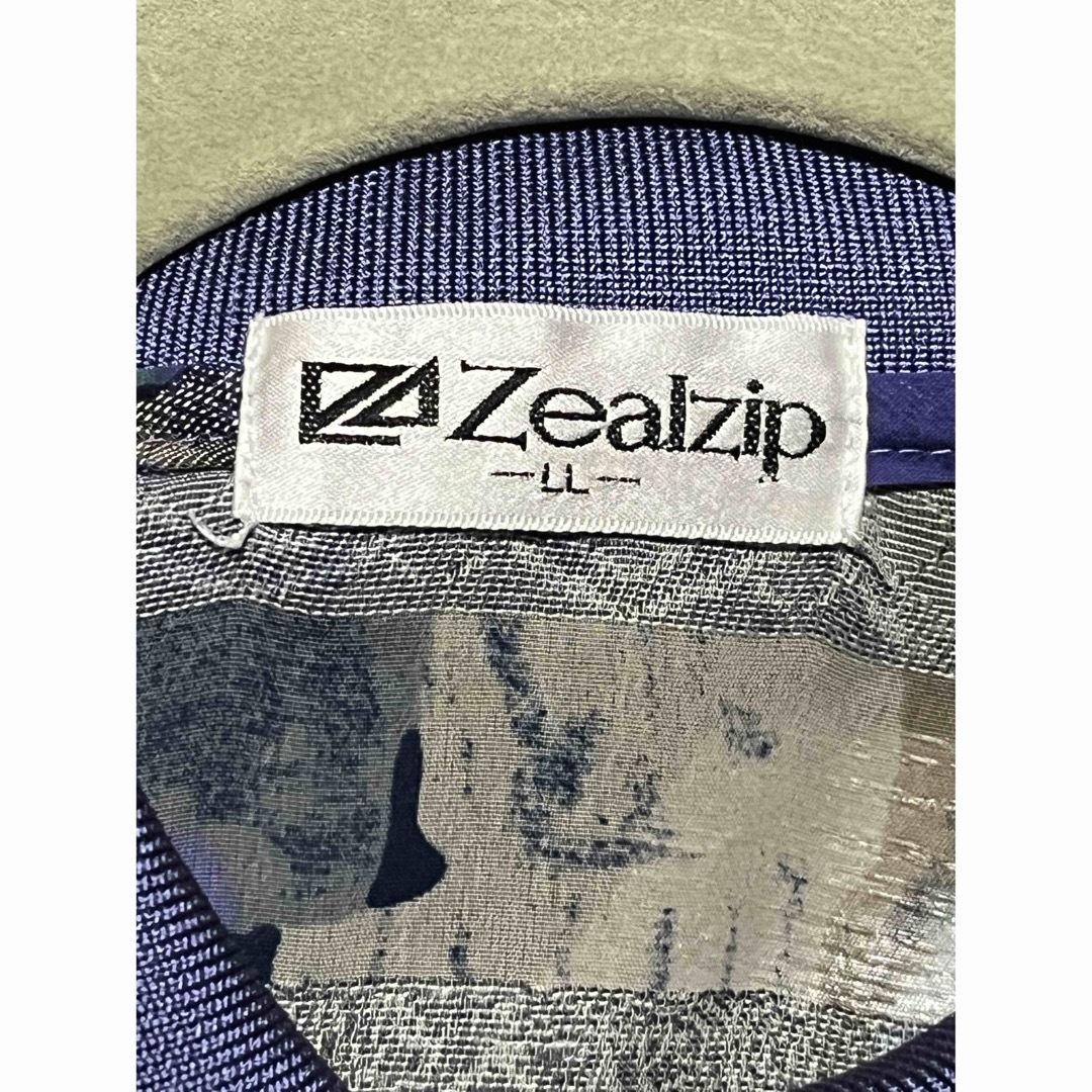 ZEALZIP 総柄　 半袖シャツ　プルオーバー　ゆったり　紫　シースルー