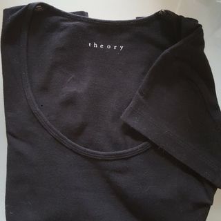 セオリー(theory)のtheory　セオリー Tシャツ カットソー 半袖 Uネック 2 黒 ブラック(カットソー(半袖/袖なし))