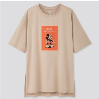 ユニクロ(UNIQLO)の新品 ユニクロ  ミッキー オーバーサイズ Tシャツ（ベージュ）(その他)