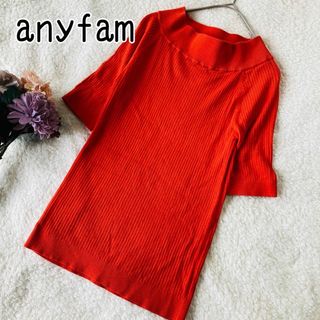 エニィファム(anyFAM)のanyfam エニィファム　オンワード樫山　リブ　半袖　オレンジ(カットソー(半袖/袖なし))