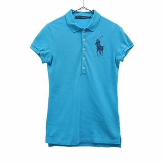 ラルフローレン(Ralph Lauren)のラルフローレン ラインストーン ロゴ 半袖 ポロシャツ XS ブルー RALPH LAUREN 鹿の子地 レディース 【中古】  【230818】 メール便可(ポロシャツ)