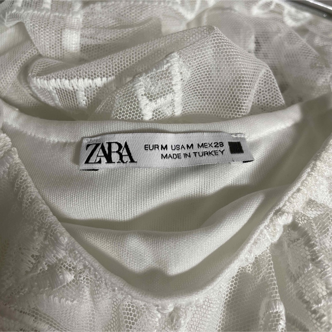 ZARA 刺繍チュールレースロングワンピース