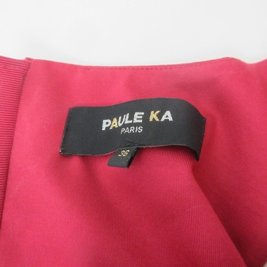 PAULE KA - ポールカ ワンピース ひざ丈 ノースリーブ ストレッチ 赤