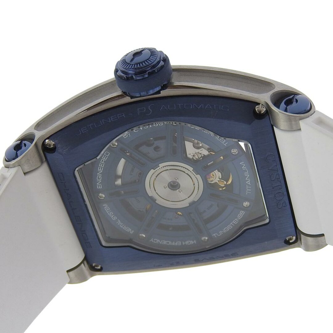 【CVSTOS】クストス チャレンジ ジェットライナー2 裏スケ CVT-JET2-PSTTBLTT チタン×ラバー 白 自動巻き スモールセコンド メンズ 青文字盤 腕時計