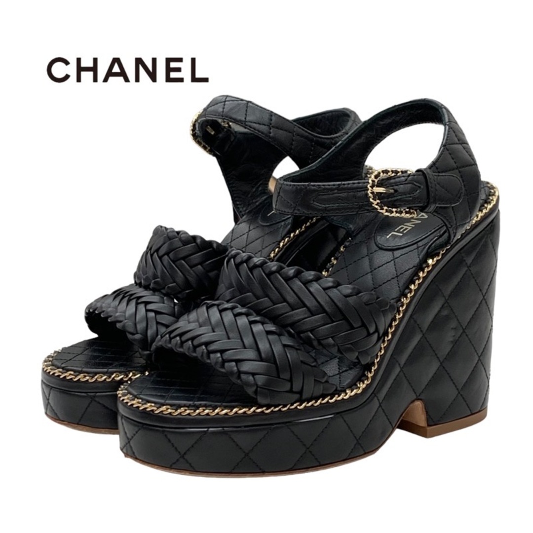 CHANEL(シャネル)のシャネル レザー サンダル ブラック レディースの靴/シューズ(サンダル)の商品写真