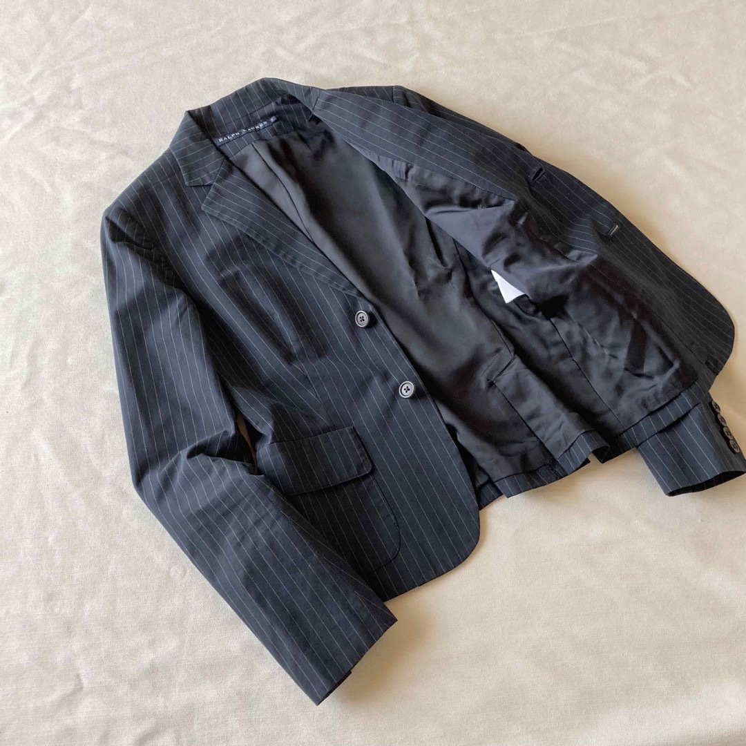 Ralph Lauren(ラルフローレン)のラルフローレン ストライプ コットン テーラードジャケット ブレザー 紺ブレ レディースのジャケット/アウター(テーラードジャケット)の商品写真