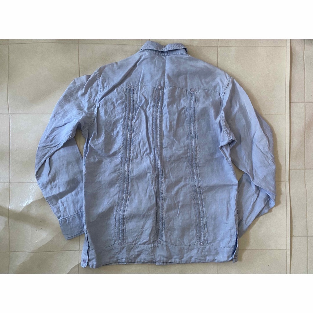 淡いブルー色★長袖キューバシャツ メンズのトップス(シャツ)の商品写真