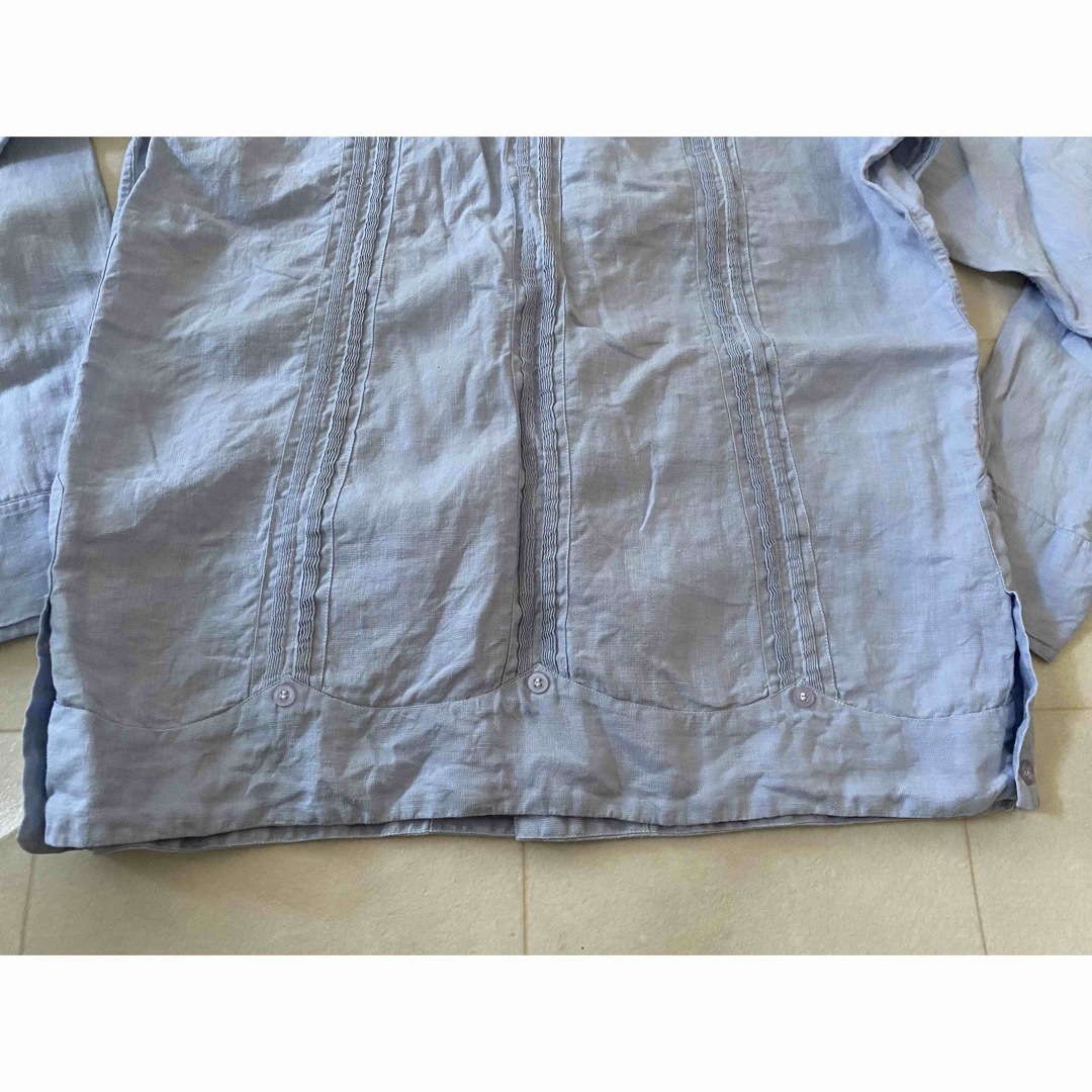 淡いブルー色★長袖キューバシャツ メンズのトップス(シャツ)の商品写真