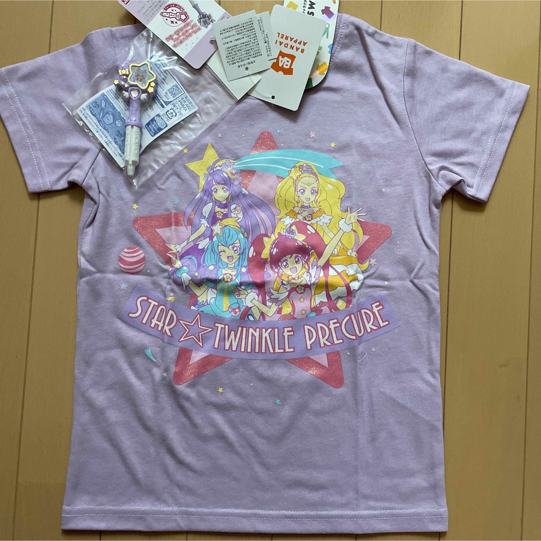 BANDAI(バンダイ)の新品タグ付　120  トゥインクルプリキュア  Tシャツ　スターカラーペン 付き キッズ/ベビー/マタニティのキッズ服女の子用(90cm~)(Tシャツ/カットソー)の商品写真