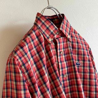 ラコステ(LACOSTE)の70〜80s ビンテージ IZOD ラコステ 青ワニ チェック BD シャツ(シャツ/ブラウス(長袖/七分))