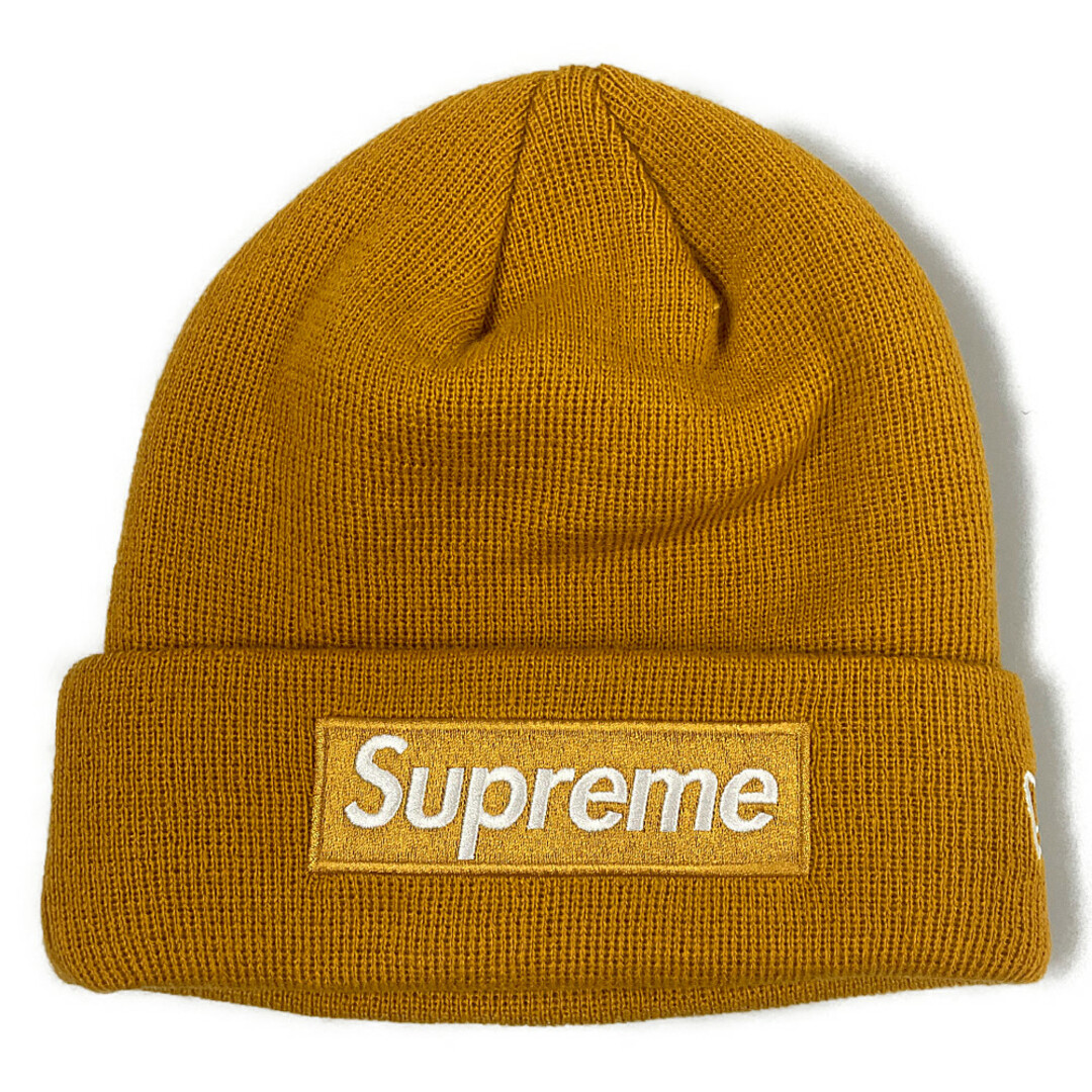 SUPREME シュプリーム 18AW NEW ERA ニューエラ BOX Logo Beanie ボックスロゴ ビーニー ニットキャップ マスタード 正規品 / B4148