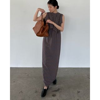 クラネ(CLANE)のクラネ GINGHAM CHECK HANDKERCHIEF ONE PIECE(ロングワンピース/マキシワンピース)