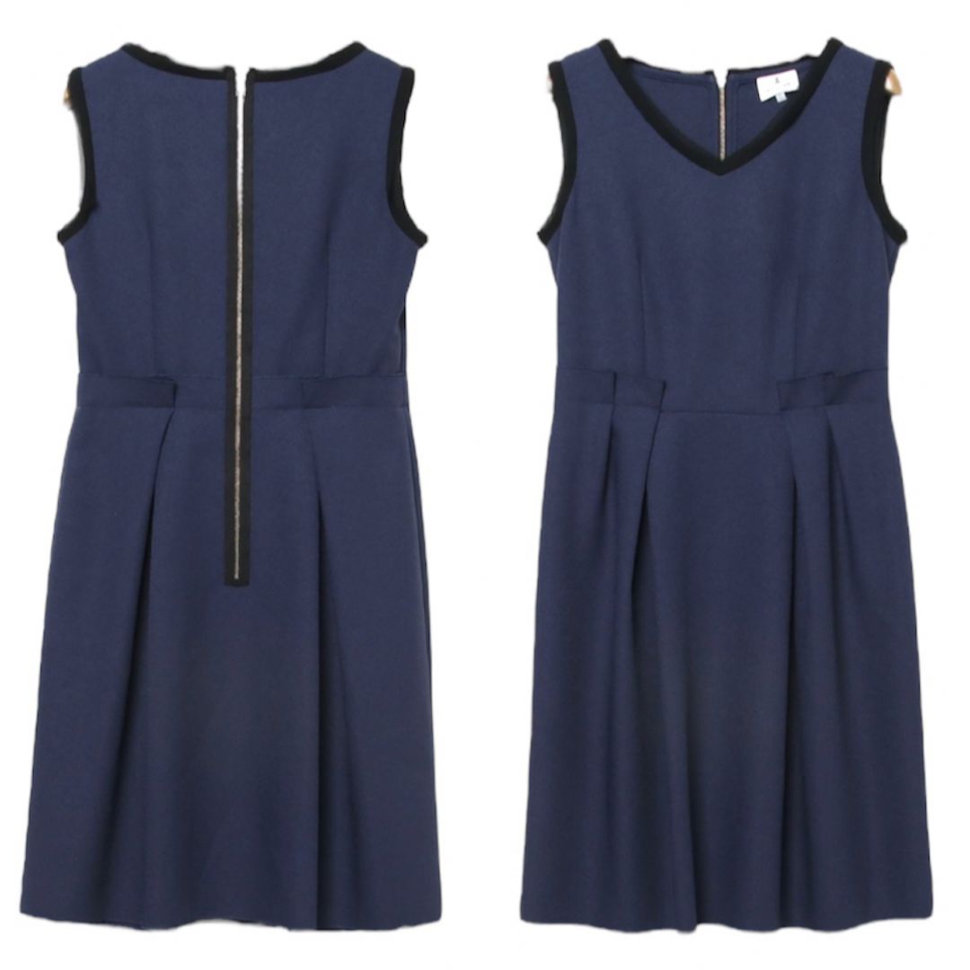 新品 LANVIN en Bleu コサージュ付き ワンピース 大人綺麗め 38