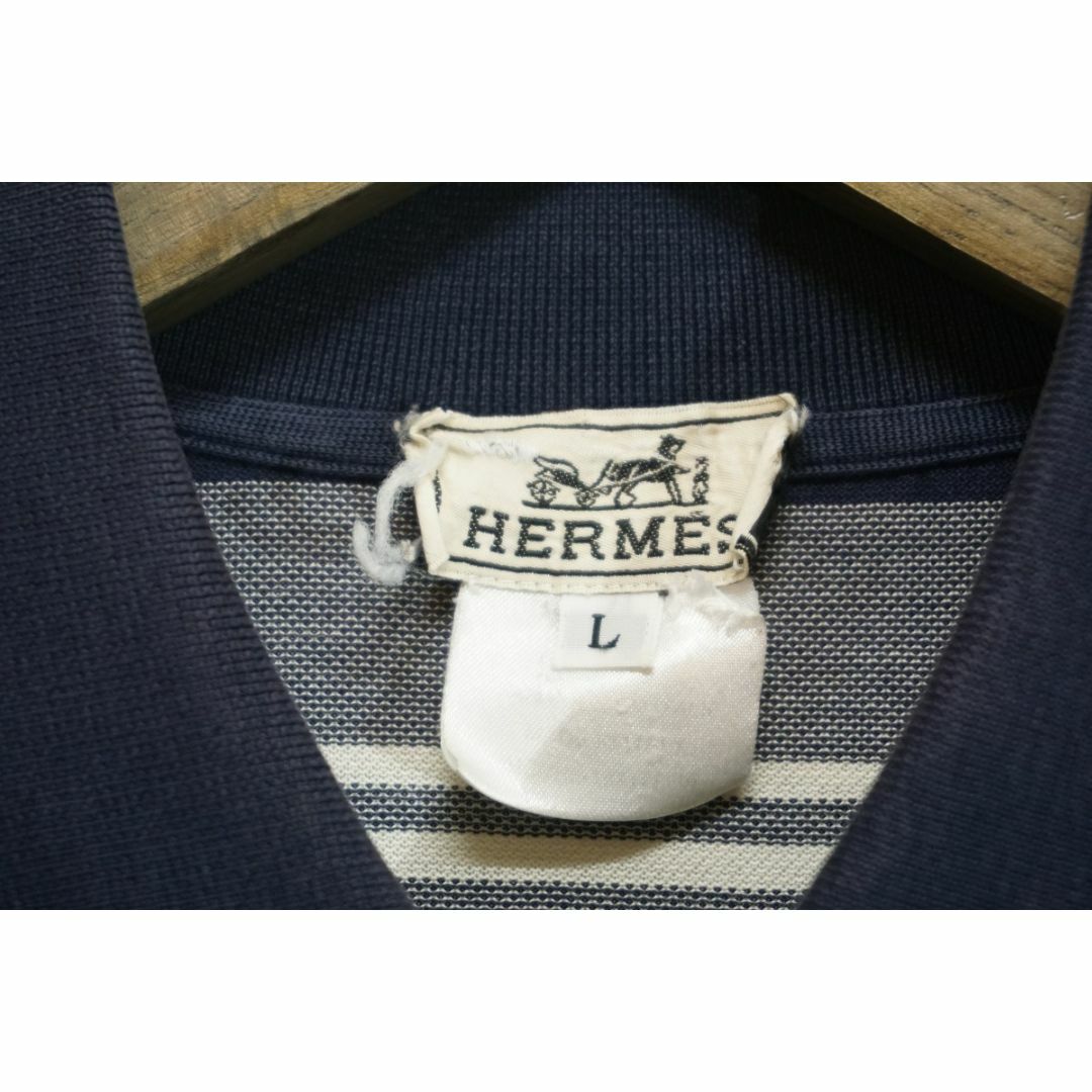 Hermes - HERMESエルメス ボーダー ポケット ポロシャツ ビンテージ